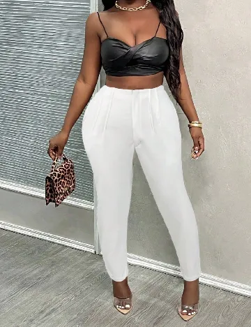 Pantaloni SHEIN CURVE, alb