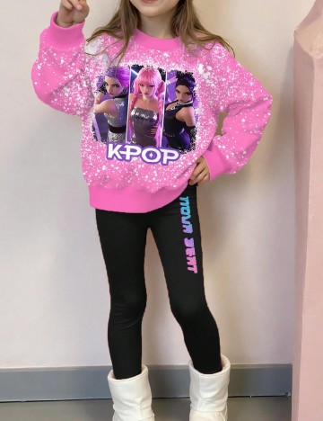 Compleu Shein Kids, negru/roz