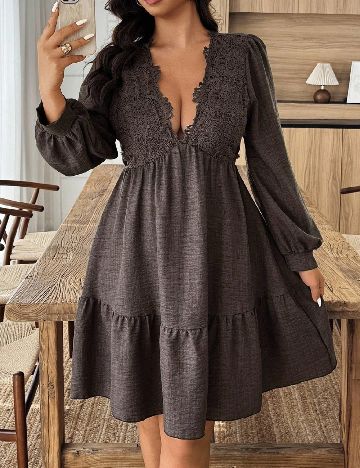 Rochie scurta SHEIN CURVE, maro