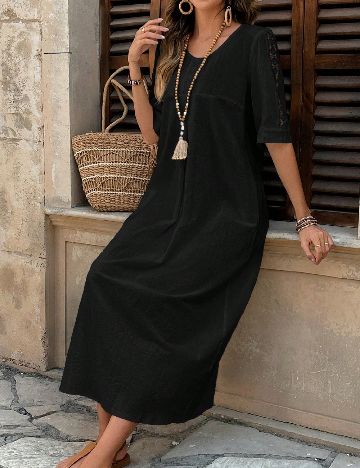 Rochie lunga Emery Rose, negru