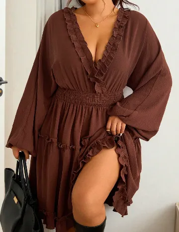 Rochie medie SHEIN CURVE, maro