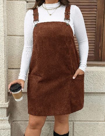 Rochie scurta SHEIN CURVE, maro