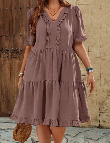 Rochie scurta Emery Rose Curve, roz pudra