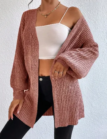 Cardigan SHEIN, roz pudra inchis