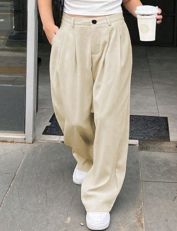 Pantaloni Dazy Plus Size, ecru