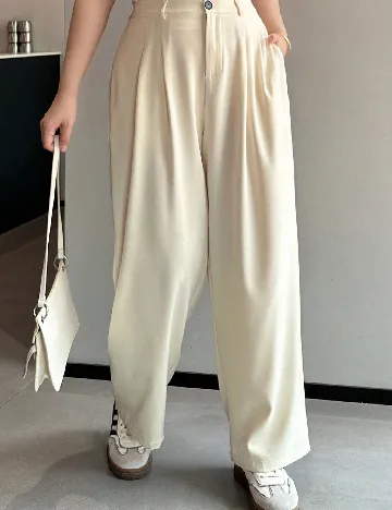 Pantaloni Dazy Plus Size, ecru