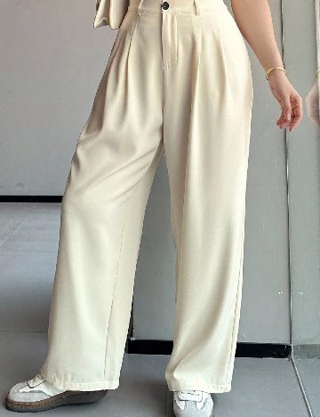 Pantaloni Dazy Plus Size, ecru