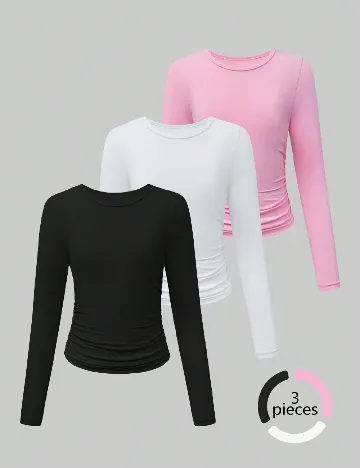 Set bluze 3 bucati Shein Kids, mix culori