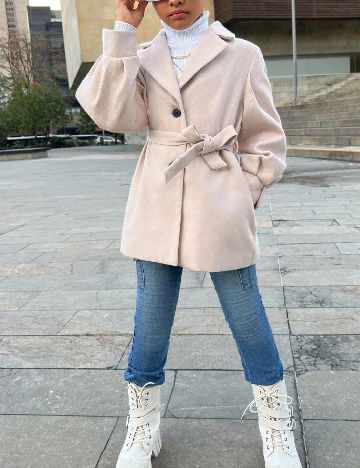 Palton Shein Kids, crem