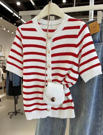 Bluza SHEIN, rosu/alb