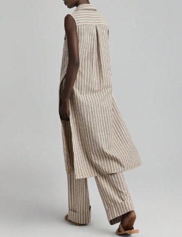 Camasa SHEIN, maro/alb