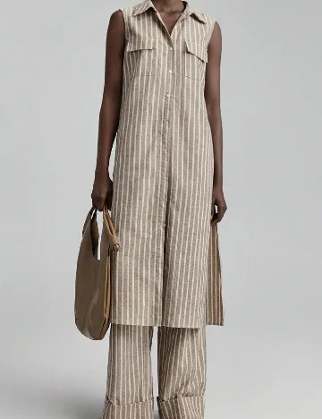 Camasa SHEIN, maro/alb