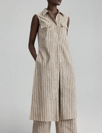 Camasa SHEIN, maro/alb