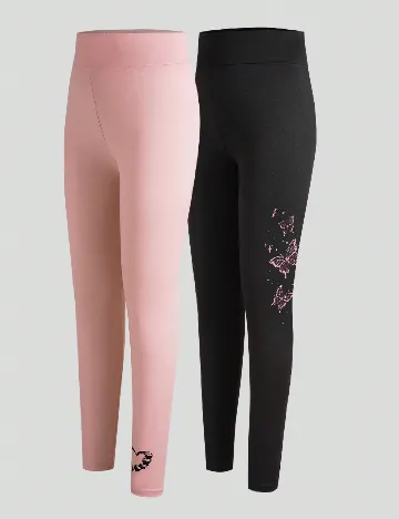 Set colanti Shein Kids, negru/roz