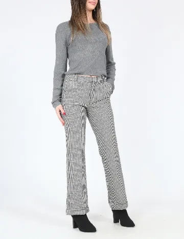 Pantaloni Zara, alb/negru