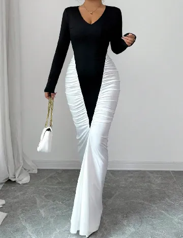 Rochie lunga SHEIN, negru/alb