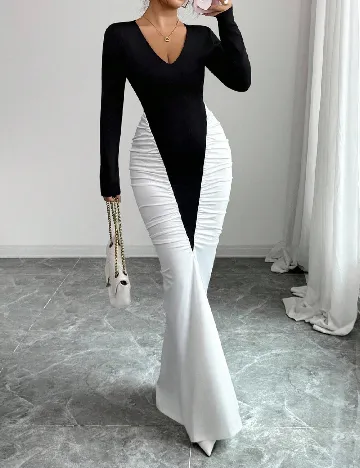 Rochie lunga SHEIN, negru/alb