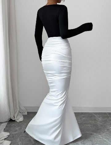 Rochie lunga SHEIN, negru/alb