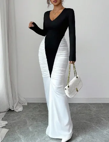 Rochie lunga SHEIN, negru/alb