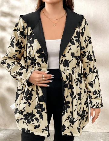 Jacheta reversibila SHEIN CURVE, negru/crem