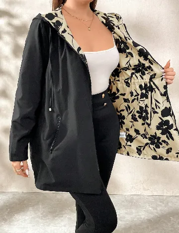 Jacheta reversibila SHEIN CURVE, negru/crem