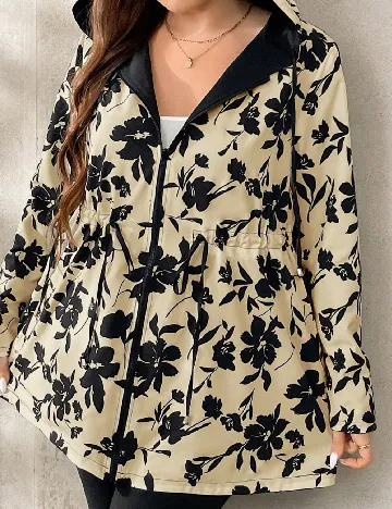 Jacheta reversibila SHEIN CURVE, negru/crem