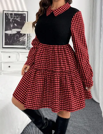 Rochie scurta SHEIN CURVE, rosu/negru