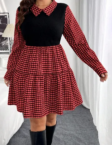 Rochie scurta SHEIN CURVE, rosu/negru