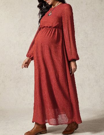 Rochie lunga SHEIN Maternity, caramiziu