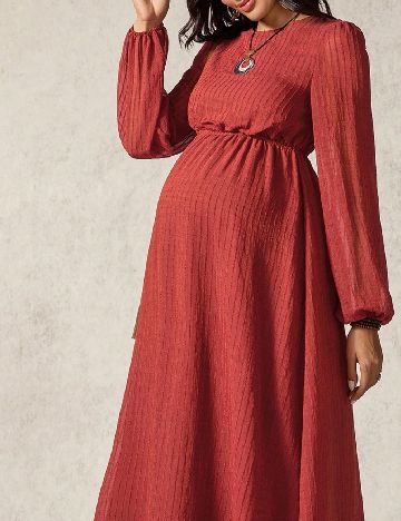 Rochie lunga SHEIN Maternity, caramiziu