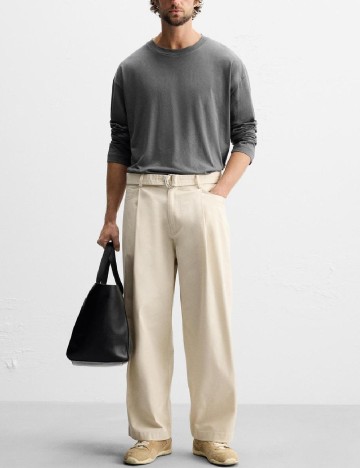 Pantaloni Zara, ecru