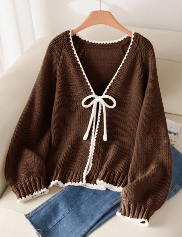 Cardigan SHEIN CURVE, maro