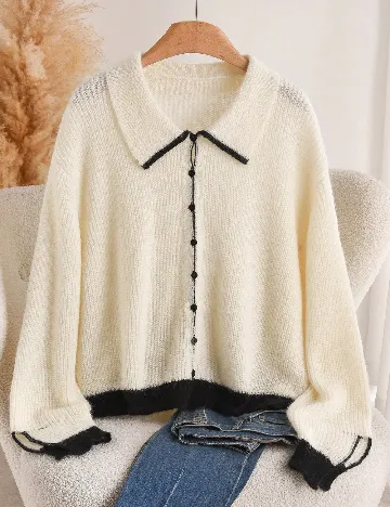 Cardigan SHEIN CURVE, ecru