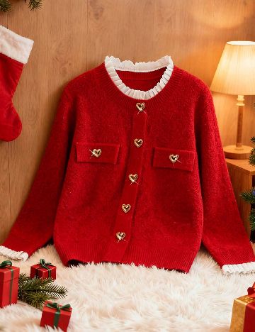 Cardigan SHEIN CURVE, rosu