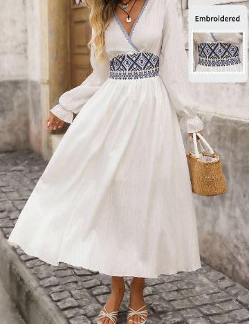 Rochie lunga SHEIN, alb/albastru