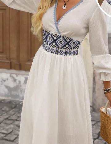 Rochie lunga SHEIN, alb/albastru