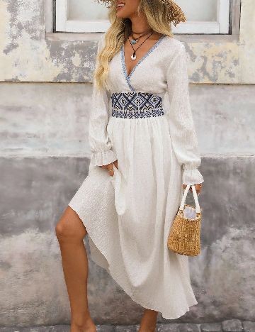 Rochie lunga SHEIN, alb/albastru