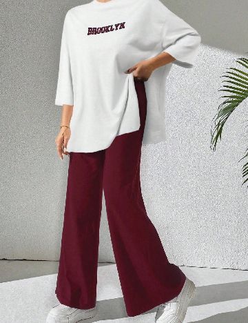 Compleu SHEIN, alb/visiniu