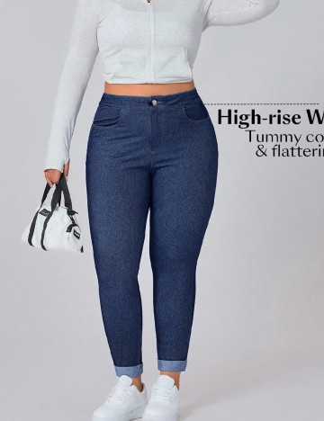 Pantaloni SHEIN CURVE, albastru