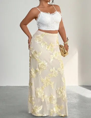 Fusta SHEIN CURVE, galben