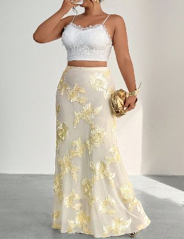 Fusta SHEIN CURVE, galben