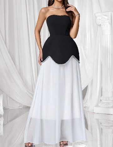 Rochie lunga SHEIN, negru/alb