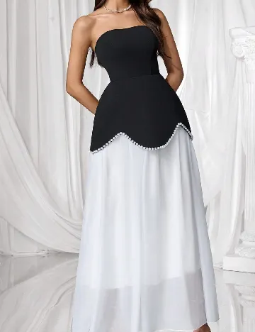 Rochie lunga SHEIN, negru/alb