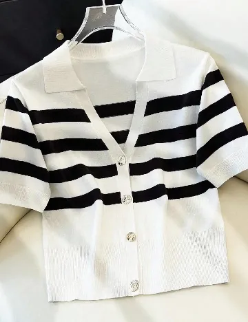 Bluza SHEIN, alb/negru