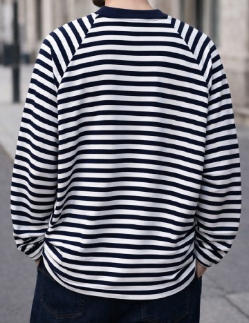 Bluza Oversize Bershka, alb/albastru