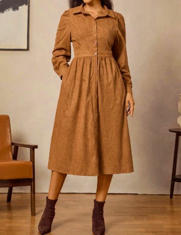 Rochie medie SHEIN CURVE, maro