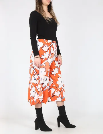 Fusta pantalon Zara, portocaliu/alb