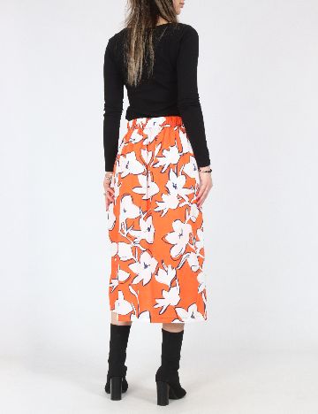 Fusta pantalon Zara, portocaliu/alb