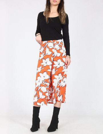 Fusta pantalon Zara, portocaliu/alb