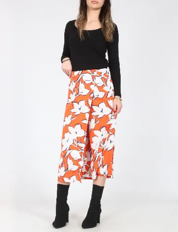 Fusta pantalon Zara, portocaliu/alb